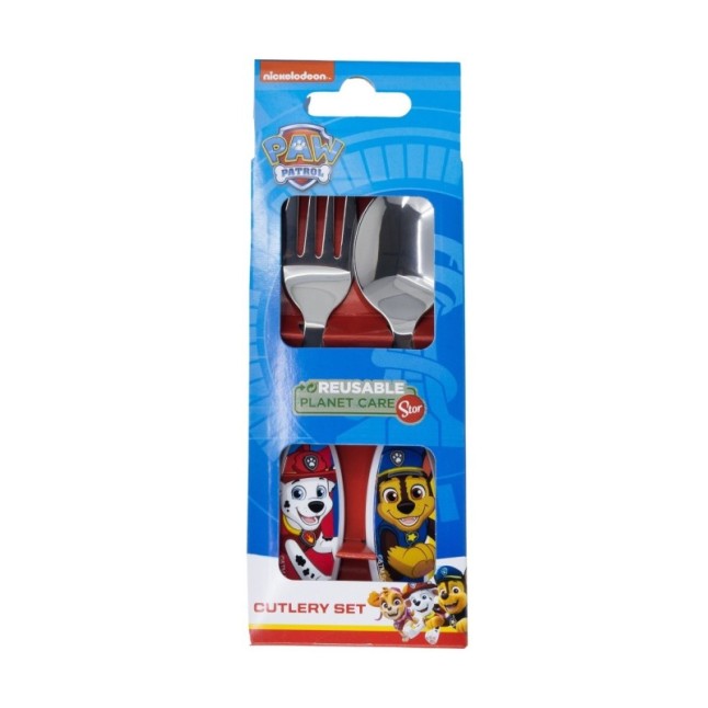 2 PCS ELLIPTICAL METALLIC CUTLERY SET PAW PATROL PUP POWER