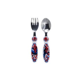 2 PCS ELLIPTICAL METALLIC CUTLERY SET SPIDERMAN ARACHNID GRID