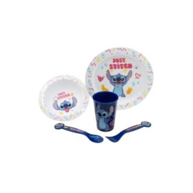 5 PCS  MCIRO SET (PLATE, BOWL, TUMBLER, CUTLERY) STITCH PALMS