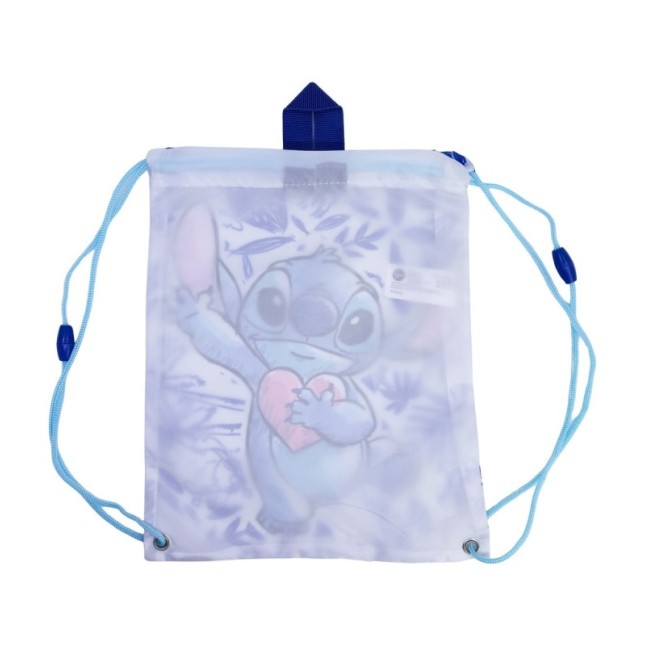 DRAWSTRING LUNCH BAG STITCH BLUE LEAVES