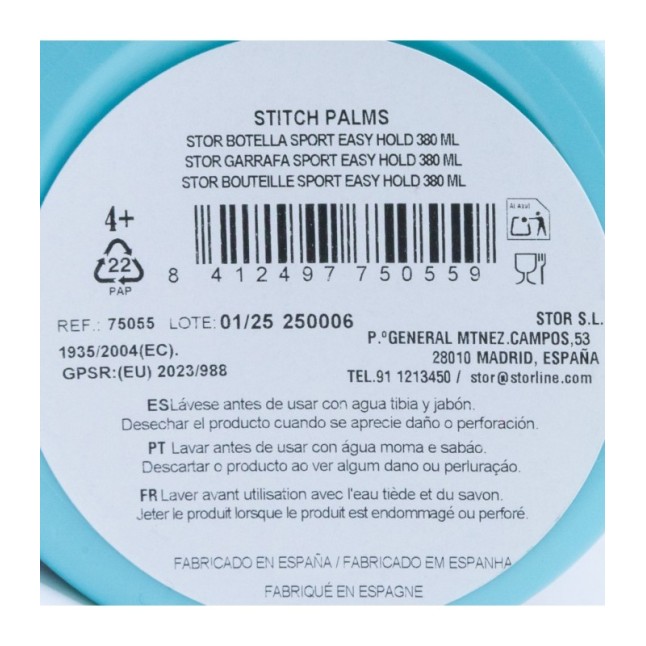 EASY HOLD SPORT BOTTLE 380 ML STITCH PALMS