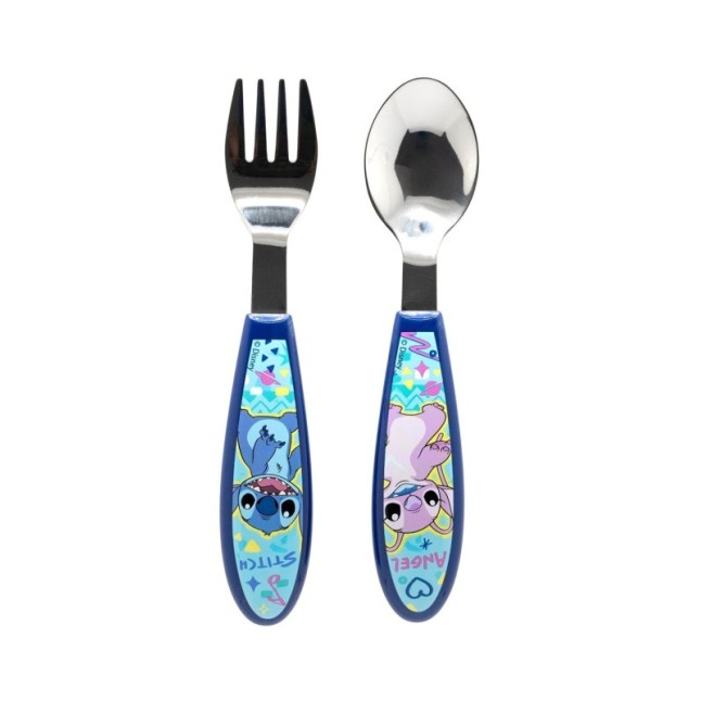 2 PCS ELLIPTICAL METALLIC CUTLERY (SPOON AND FORK) SET STITCH DRAWING