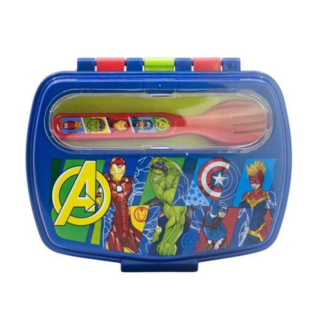 FUNNY SANDWICH BOX WITH CUTLERY AVENGERS SEVEN WONDERS