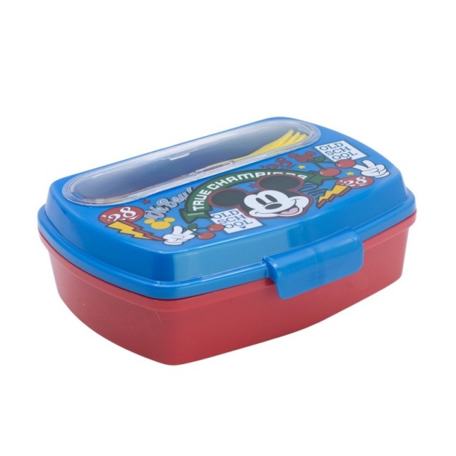 FUNNY SANDWICH BOX WITH CUTLERY MICKEY TRUE CHAMPIONS