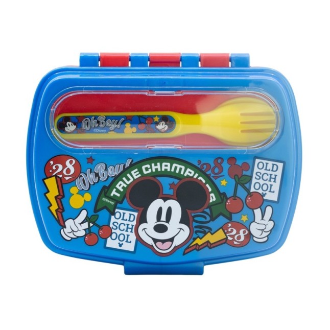 FUNNY SANDWICH BOX WITH CUTLERY MICKEY TRUE CHAMPIONS