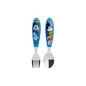 2 PCS ELLIPTICAL METALLIC CUTLERY (SPOON AND FORK) SET MICKEY TRUE CHAMPIONS