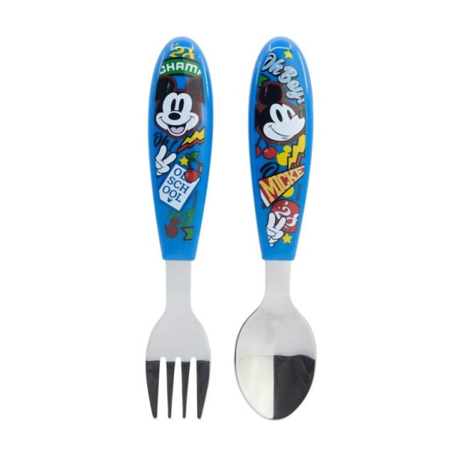 2 PCS ELLIPTICAL METALLIC CUTLERY (SPOON AND FORK) SET MICKEY TRUE CHAMPIONS