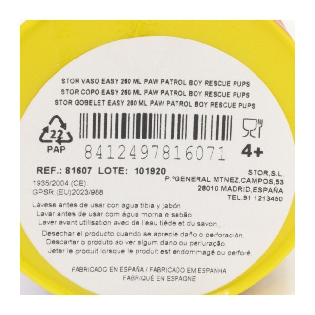 EASY PP TUMBLER 260 ML PAW PATROL BOY RESCUE PUPS