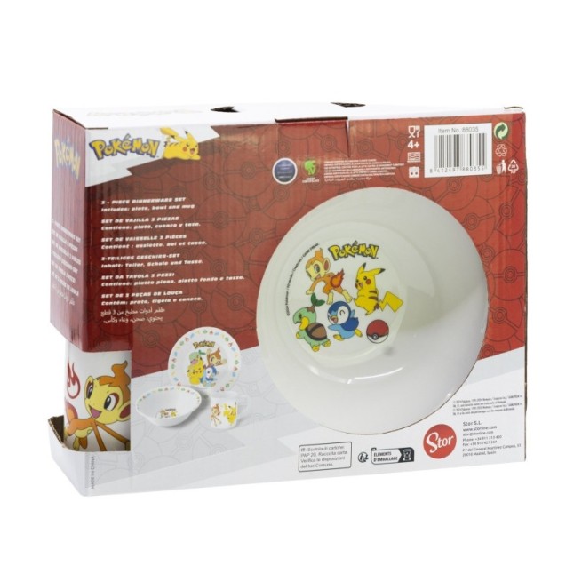 3 PCS CERAMIC SNACK SET (PLATE, BOWL, MUG) IN GIFT BOX POKEMON HAPPY FUN