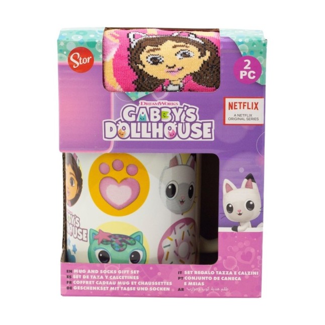 SOCKS AND CERAMIC MUG 11 OZ SET GABBY\'S DOLLHOUSE