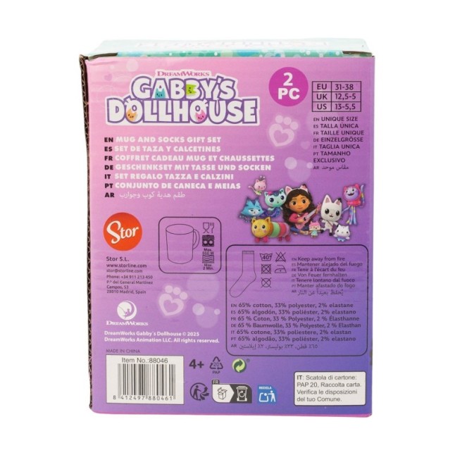 SOCKS AND CERAMIC MUG 11 OZ SET GABBY\'S DOLLHOUSE