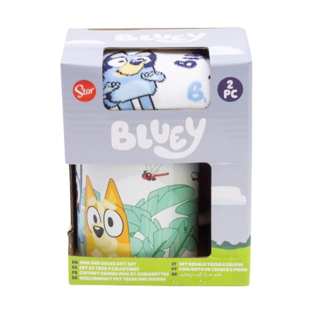 SOCKS AND CERAMIC MUG 11 OZ SET BLUEY