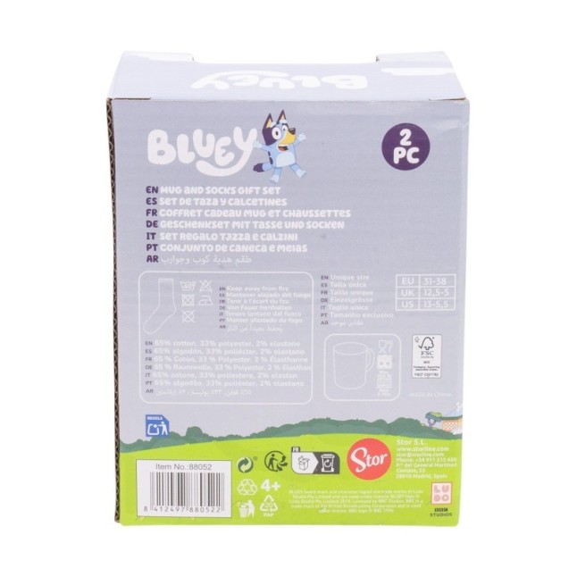 SOCKS AND CERAMIC MUG 11 OZ SET BLUEY