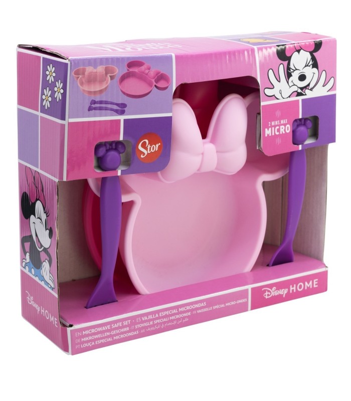 4 PCS CHARACTER KIDS SHAPED PP SET (BOWL, PLATE AND CUTLERY) IN GIFT BOX MINNIE MOUSE SUNSHINE
