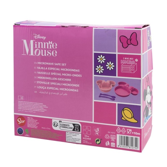 4 PCS CHARACTER KIDS SHAPED PP SET (BOWL, PLATE AND CUTLERY) IN GIFT BOX MINNIE MOUSE SUNSHINE