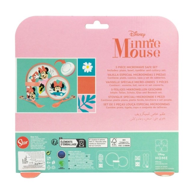 NON SLIP 5 PCS BICOLOR PREMIUM SET (PLATE, BOWL, TUMBLER, CUTLERY) IN STANDARD BOX MINNIE SUNSHINE