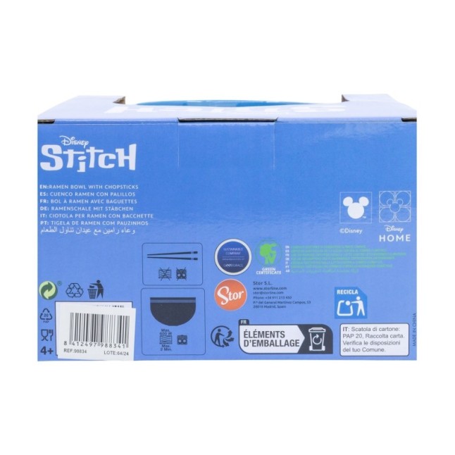 CERAMIC RAMEN BOWL WITH CHOPSTICKS IN GIFT BOX STITCH SUNNY LEAVES