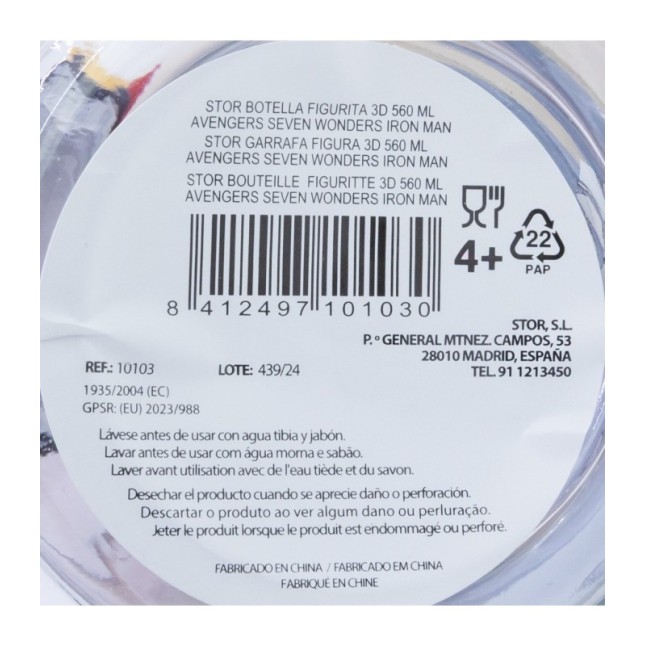 3D ECOZEN FIGURINE BOTTLE 560 ML AVENGERS SEVEN WONDERS IRON MAN