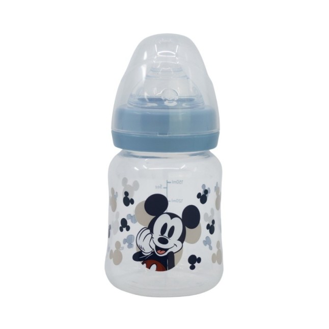 BABY 5 OZ WIDENECK BOTTLE SILICONE TEAT 3 POSITIONS MICKEY MOUSE FULL OF SMILES