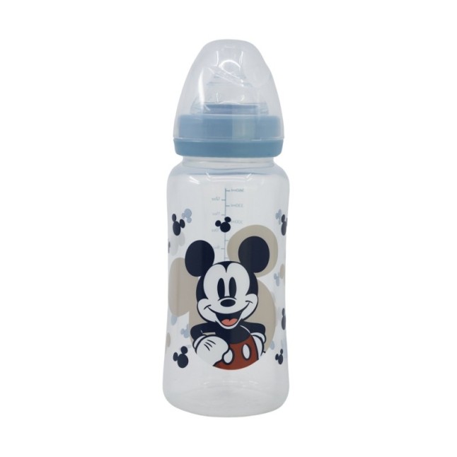 BABY 12 OZ WIDENECK BOTTLE SILICONE TEAT 3 POSITIONS MICKEY MOUSE FULL OF SMILES
