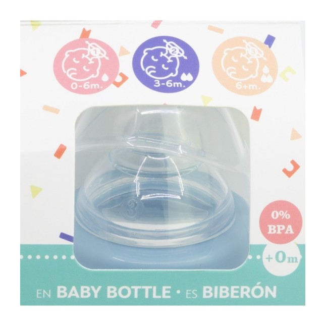 BABY 12 OZ WIDENECK BOTTLE SILICONE TEAT 3 POSITIONS MICKEY MOUSE FULL OF SMILES