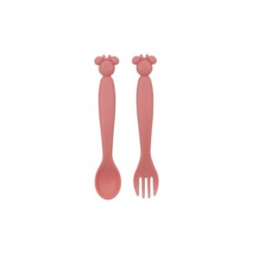TODDLER 2 PCS CHARACTER SHAPED PP CUTLERY SET (SPOON AND FORK) MINNIE MOUSE HEART FULL