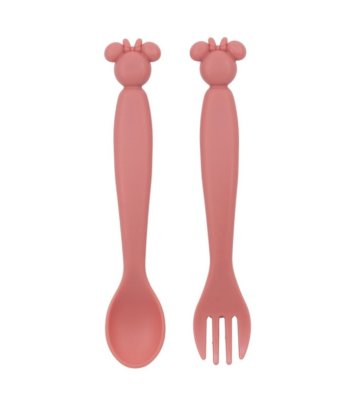 TODDLER 2 PCS CHARACTER SHAPED PP CUTLERY SET (SPOON AND FORK) MINNIE MOUSE HEART FULL