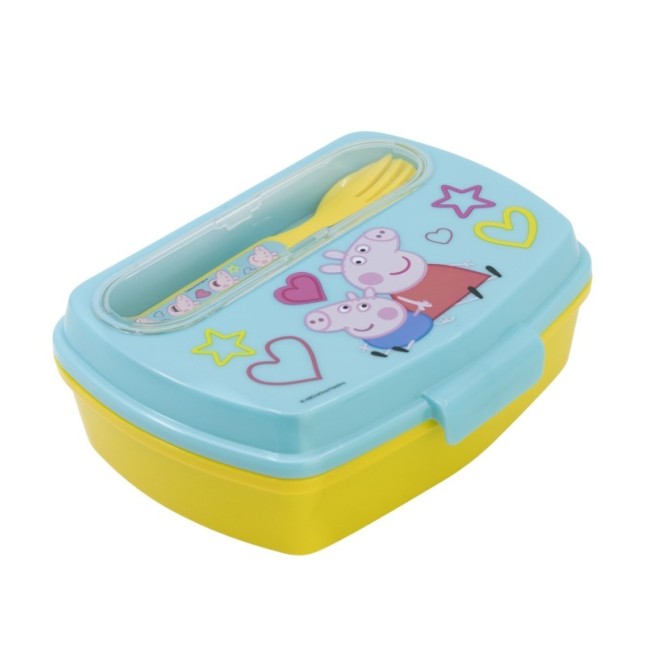 FUNNY SANDWICH BOX WITH CUTLERY PEPPA PIG CORE 2022