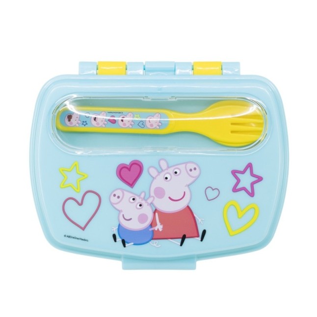 FUNNY SANDWICH BOX WITH CUTLERY PEPPA PIG CORE 2022