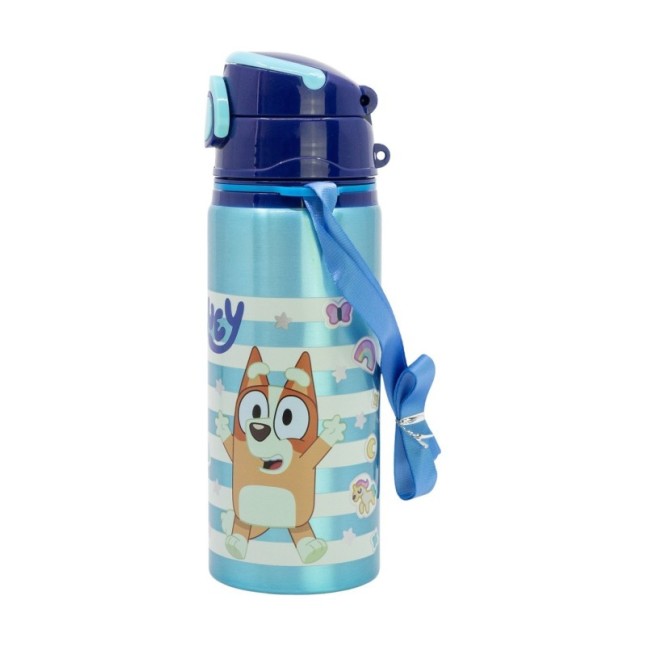 ALUMINIUM POP UP BOTTLE WITH STRAP 730 ML BLUEY