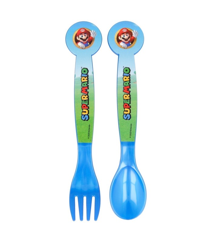 2 PCS PP CUTLERY (SPOON AND FORK) SET IN POLYBAG SUPER MARIO