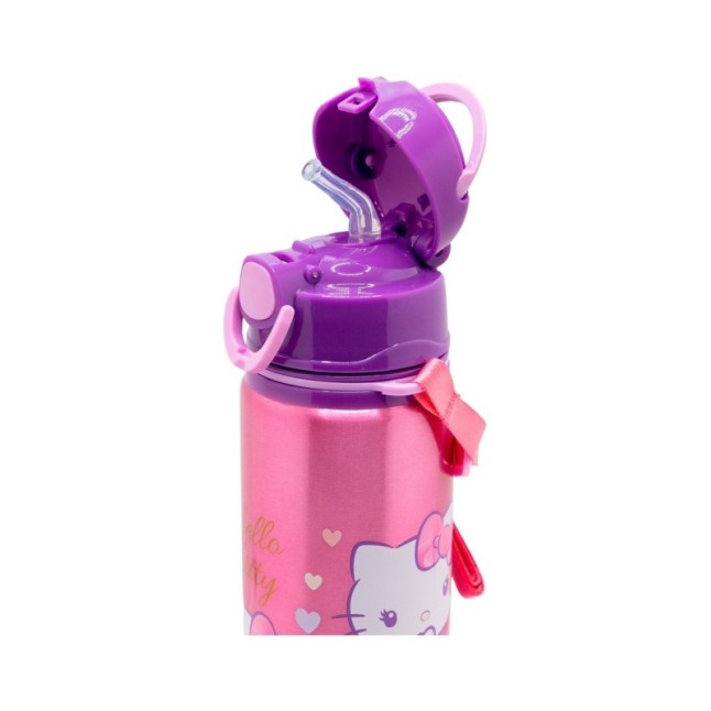ALUMINIUM POP UP BOTTLE WITH STRAP 730 ML HELLO KITTY