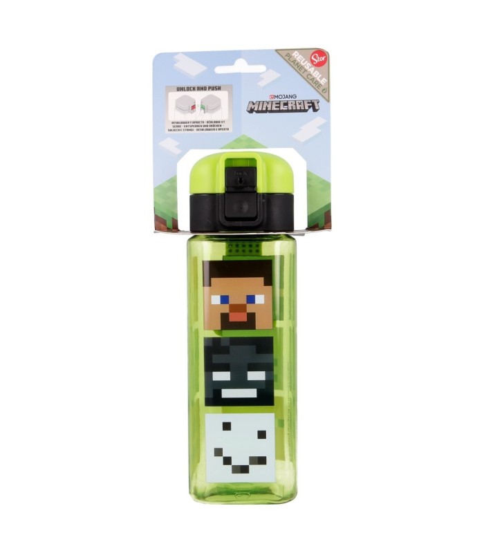 SAFETY LOCK SQUARE BOTTLE 550 ML MINECRAFT