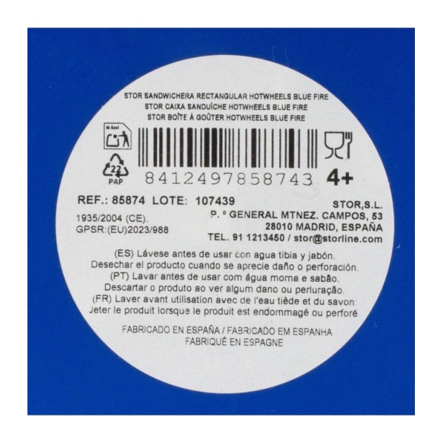 FUNNY SANDWICH BOX HOTWHEELS BLUE FIRE