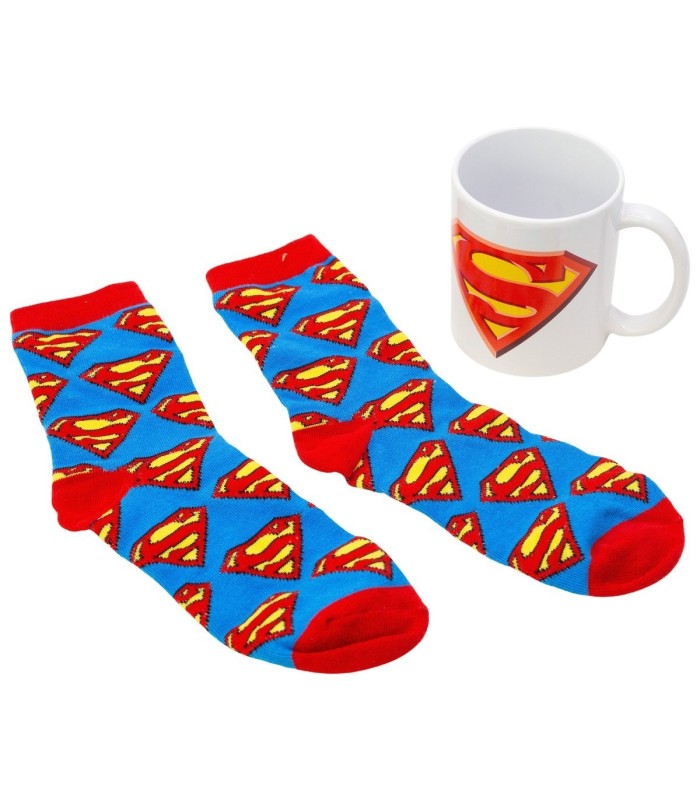 SOCKS AND CERAMIC MUG 11 OZ SET SUPERMAN ICON