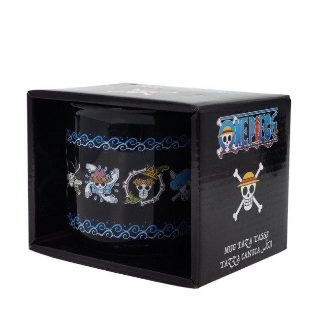 CERAMIC BREAKFAST MUG 14 OZ IN GIFT BOX ONE PIECE SKULLS ANIME