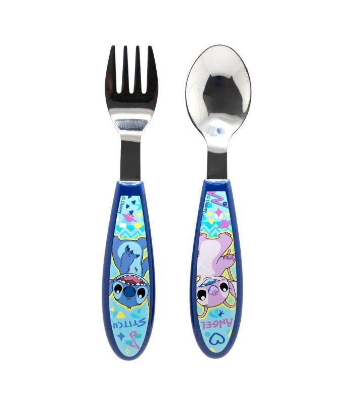 2 PCS ELLIPTICAL METALLIC CUTLERY (SPOON AND FORK) SET STITCH DRAWING
