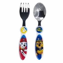 2 PCS ELLIPTICAL METALLIC CUTLERY SET PAW PATROL PUP POWER