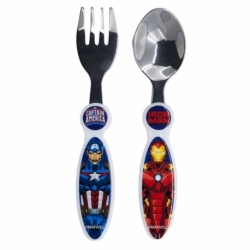 2 PCS ELLIPTICAL METALLIC CUTLERY SET AVENGERS INVINCIBLE FORCE