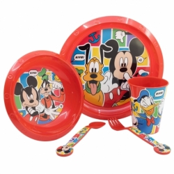 SET EASY 5 PCS (PLATO, CUENCO, VASO 260 ML Y CUBIERTOS) EN ESTUCHE MICKEY MOUSE BETTER TOGETHER