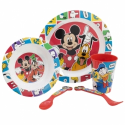 SET MICRO 5 PCS (PLATO, CUENCO, VASO 260 ML Y CUBIERTOS) MICKEY MOUSE BETTER TOGETHER