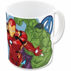 TAZA CERAMICA SUBLIMACION 325 ML EN CAJA DE REGALO AVENGERS GROUP BLUE LETS GO