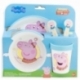 SET 5 PCS ANTIDESLIZANTE PREMIUM BICOLOR (PLATO, CUENCO, VASO 260 ML Y CUBIERTOS) EN CAJA PEPPA PIG CORE