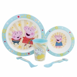 SET MICRO 5 PCS (PLATO, CUENCO, VASO 260 ML Y CUBIERTOS) PEPPA CORE 2022