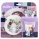 SET 5 PCS ANTIDESLIZANTE PREMIUM BICOLOR (PLATO, CUENCO, VASO 260 ML Y CUBIERTOS) EN CAJA FROZEN TRUST THE JOURNEY