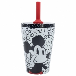 VASO TERMO ACERO INOXIDABLE CON PAJITA SILICONA 360 ML MICKEY VIBES