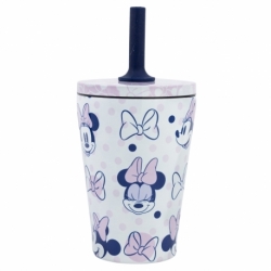 VASO TERMO ACERO INOXIDABLE CON PAJITA SILICONA 360 ML MINNIE MOUSE AWESOME FACES