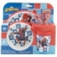 SET 5 PCS ANTIDESLIZANTE PREMIUM BICOLOR (PLATO, CUENCO, VASO 260 ML Y CUBIERTOS) EN CAJA SPIDERMAN ARACHNID GRID