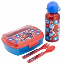 SET URBAN VUELTA AL COLE 4 PCS (BOTELLA ALUMINIO 400 ML Y SANDWICHERA CON CUBIERTOS) SPIDERMAN MIDNIGHT FLYER