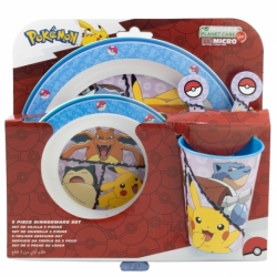 SET MICRO 5 PCS (PLATO, CUENCO, VASO 260 ML Y CUBIERTOS) POKEMON DISTORTION